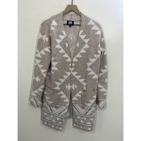 Frye The Cozy Cardigan Open Front Boho Chic S Aztec Navajo Western Long Line - Picture 1 of 15